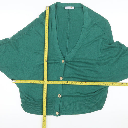 Marks and Spencer Women Green Relaxed Fit V-Neck Button Cardigan Size 16
