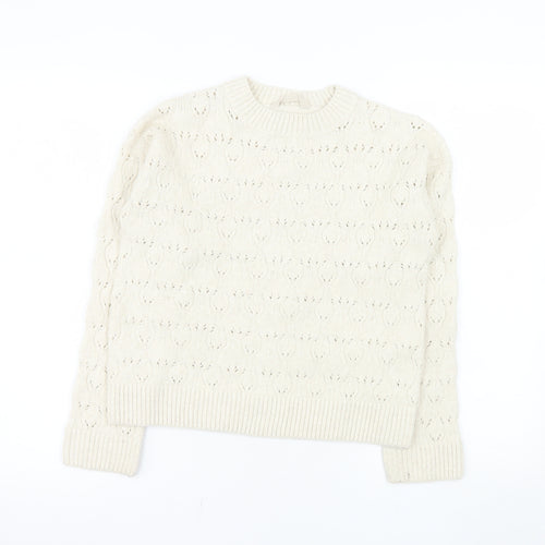 John Lewis Girls Ivory Long Sleeve Pullover Jumper Age 10 Polyester Blend