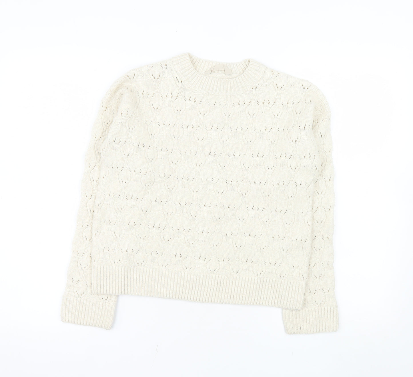 John Lewis Girls Ivory Long Sleeve Pullover Jumper Age 10 Polyester Blend