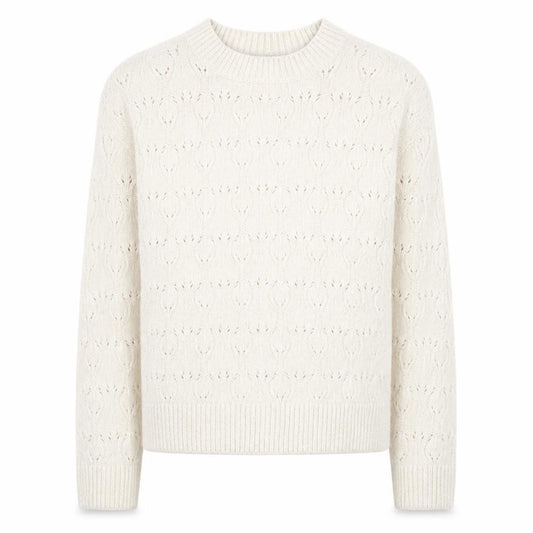 Front view of John Lewis girls’ ivory long sleeve jumper age 10 polyester blend