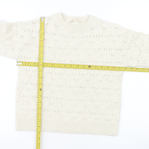 John Lewis Girls Ivory Long Sleeve Pullover Jumper Age 10 Polyester Blend