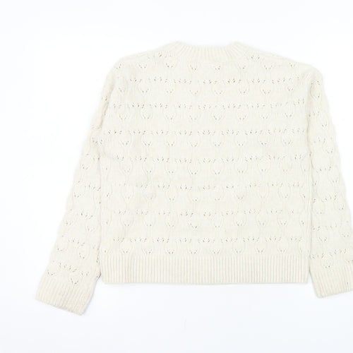 John Lewis Girls Ivory Long Sleeve Pullover Jumper Age 10 Polyester Blend