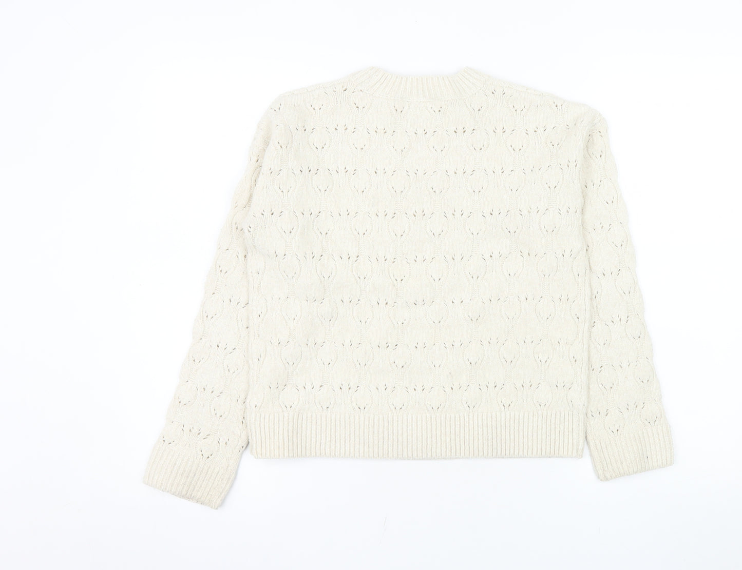 John Lewis Girls Ivory Long Sleeve Pullover Jumper Age 10 Polyester Blend
