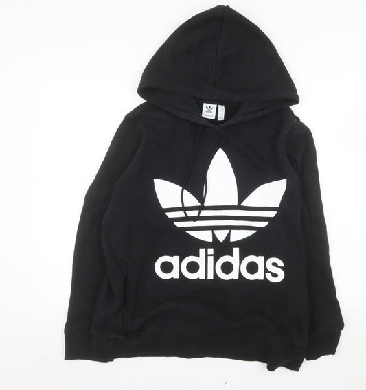 Adidas Womens Black Size 18 Pullover Hoodie with Logo Print