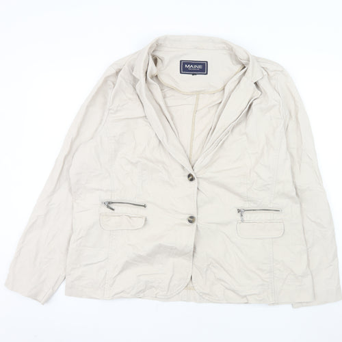 Maine New England Women's Beige Cotton Single-Breasted Blazer Size 22