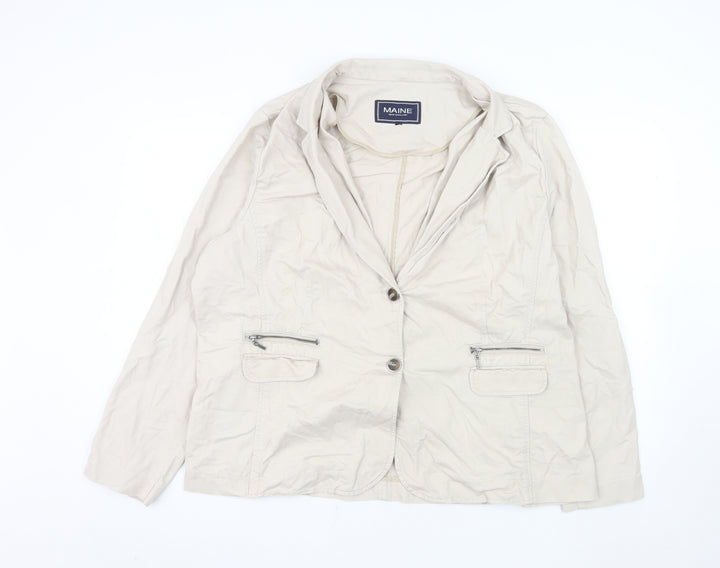 Maine New England Women's Beige Cotton Single-Breasted Blazer Size 22