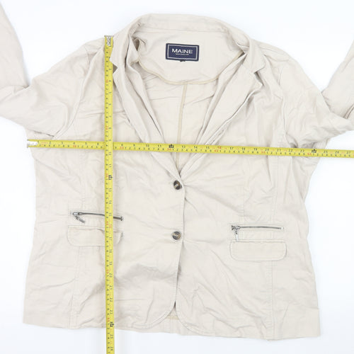 Maine New England Women's Beige Cotton Single-Breasted Blazer Size 22