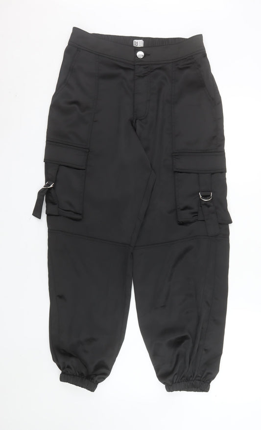 River Island Womens Black Cargo Trousers Size 10 Regular Polyester