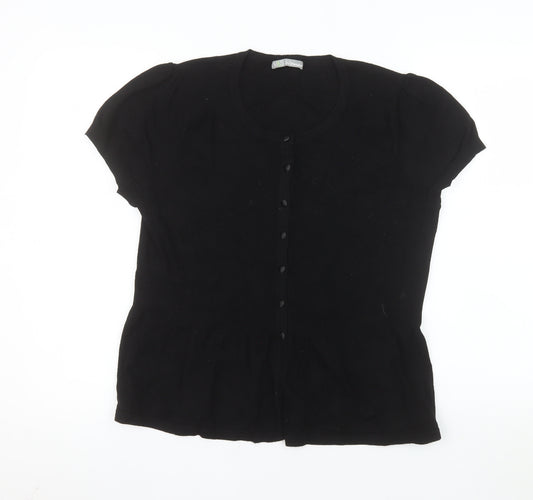 Marks and Spencer Women Black Button-Up Knit Top UK 20 Short Sleeve