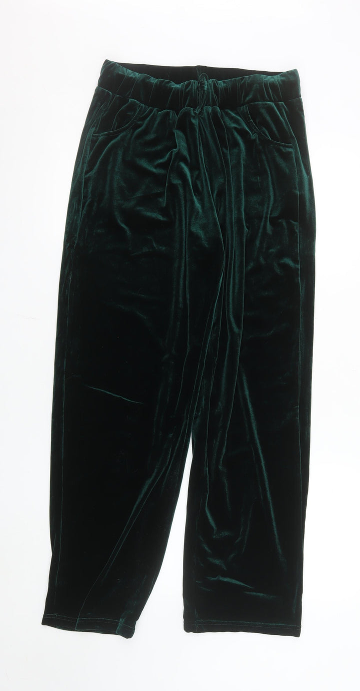 Pour Moi Womens Green Velvet Stretch Trousers Size 14