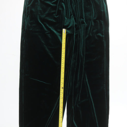 Pour Moi Womens Green Velvet Stretch Trousers Size 14