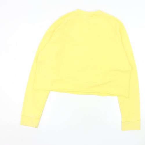 Adidas Women's Yellow Cropped Sweatshirt Size L Crew Neck Logo