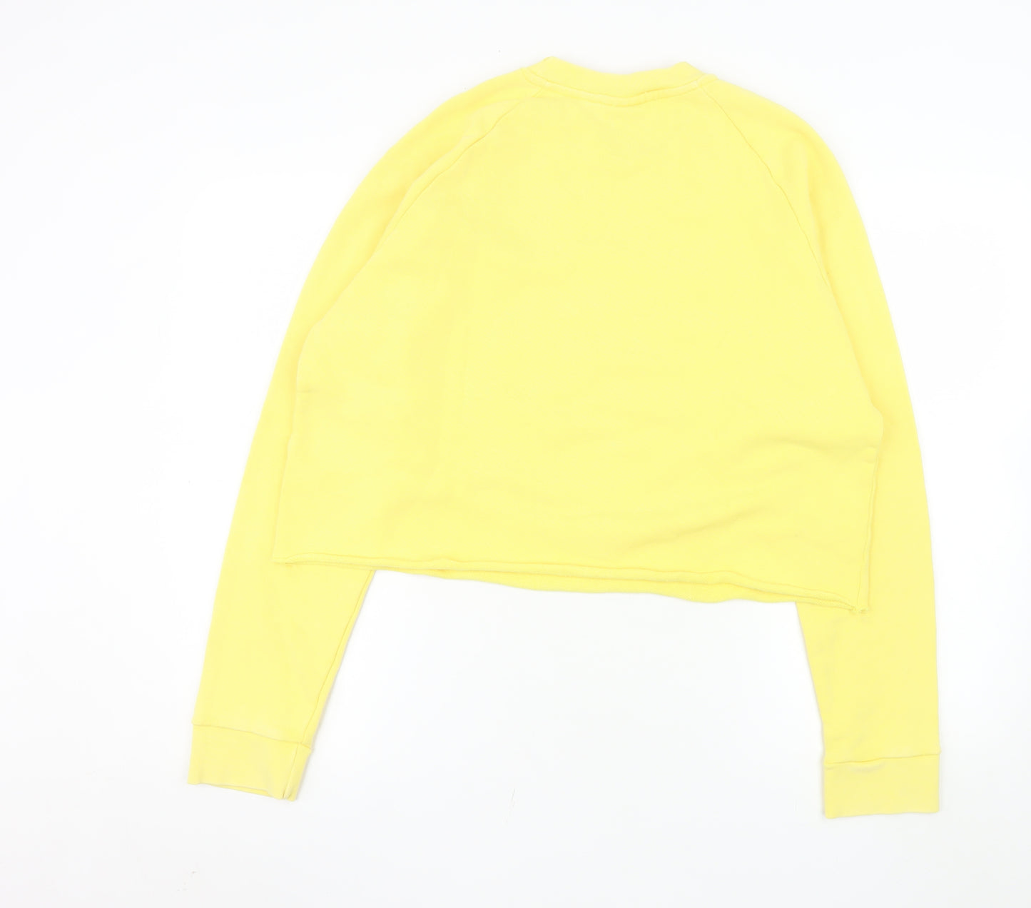 Adidas Women's Yellow Cropped Sweatshirt Size L Crew Neck Logo