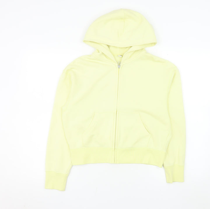 Uniqlo Women Yellow Hooded Full Zip Cotton Jacket M