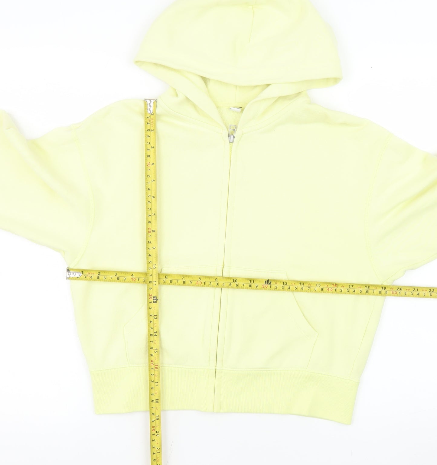 Uniqlo Women Yellow Hooded Full Zip Cotton Jacket M