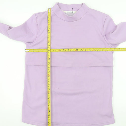Smallshow Womens Lilac Long Sleeve Maternity Pullover Sweatshirt Size L
