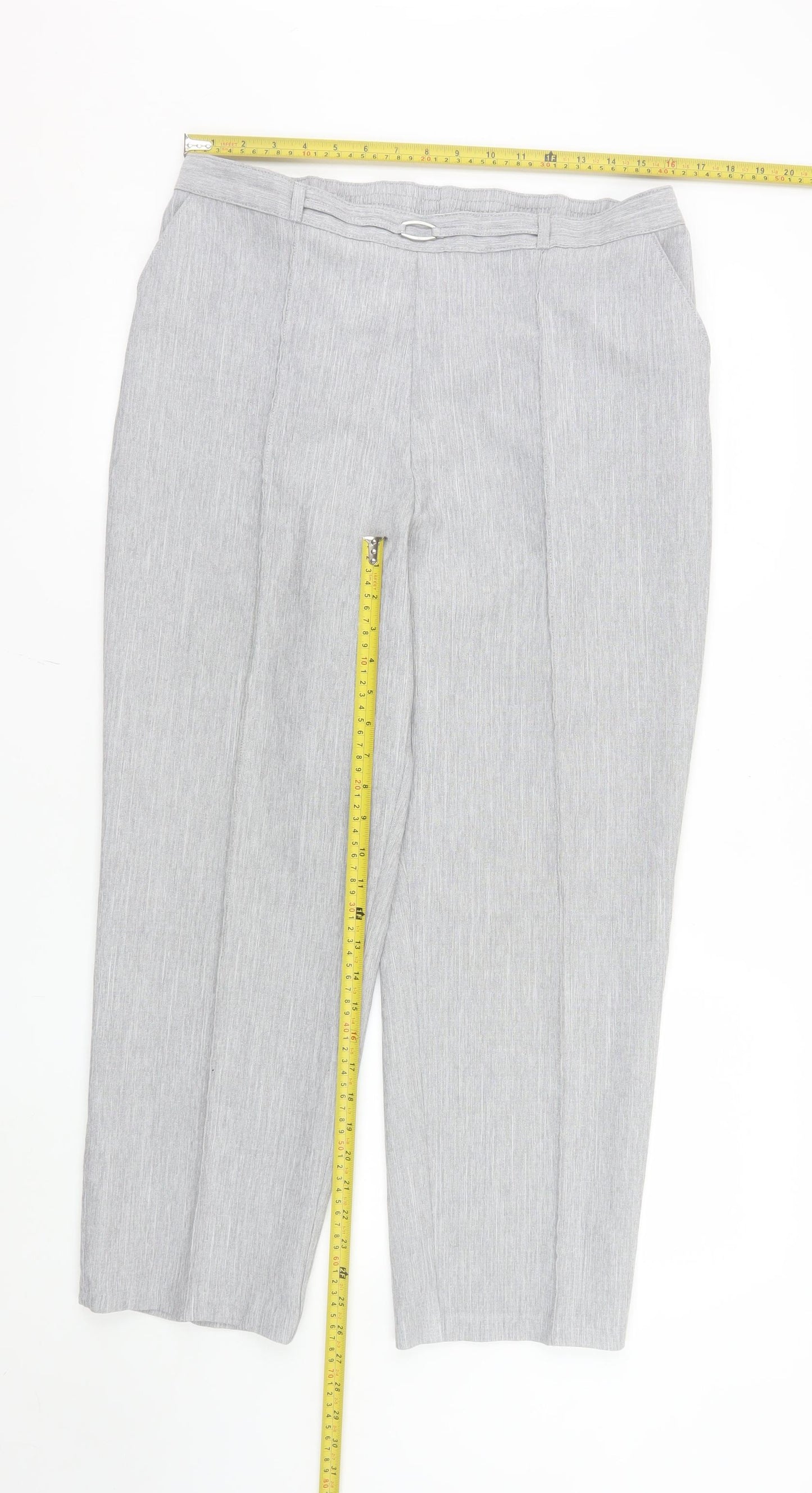 Marks and Spencer Women's Grey Marl Size 16 Straight Leg Trousers