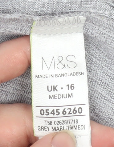 Marks and Spencer Women's Grey Marl Size 16 Straight Leg Trousers