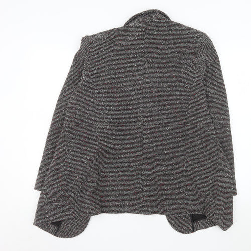 Marks and Spencer Women Black Tweed Long Blazer Jacket Size 16