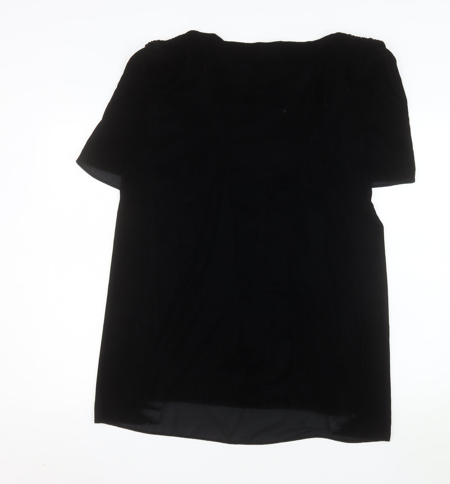 River Island Women Black Size 16 Off Shoulder Velvet Shift Dress