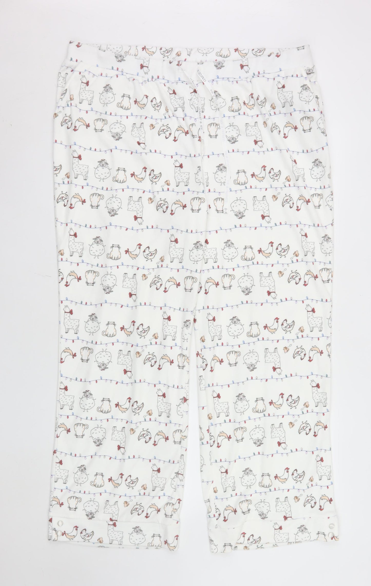 La Vie en Rose Womens White Animal Print Cotton Pyjama Pants 2XL
