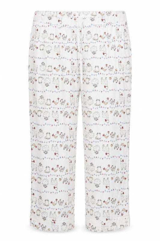 La Vie en Rose Womens White Animal Print Cotton Pyjama Pants 2XL