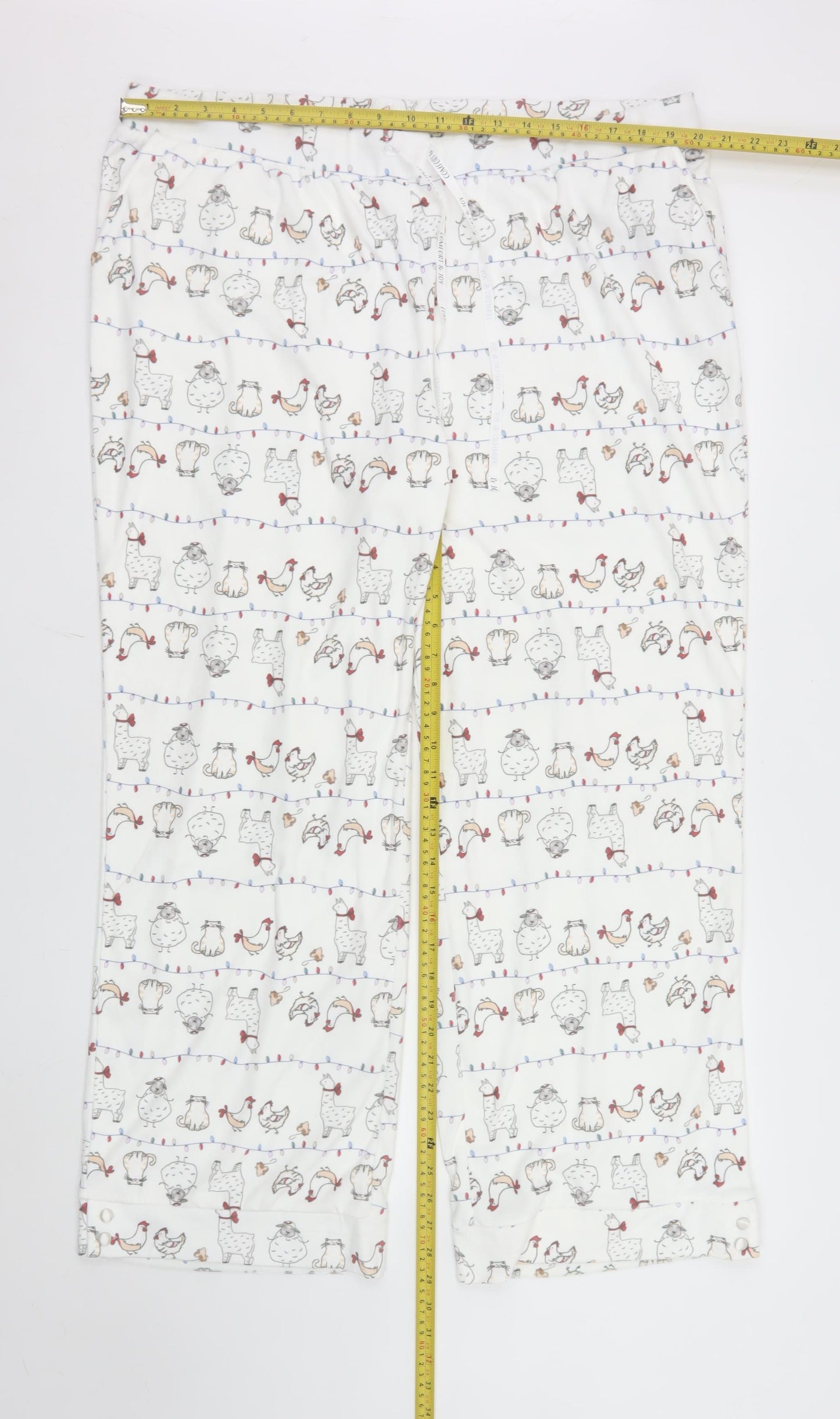 La Vie en Rose Womens White Animal Print Cotton Pyjama Pants 2XL
