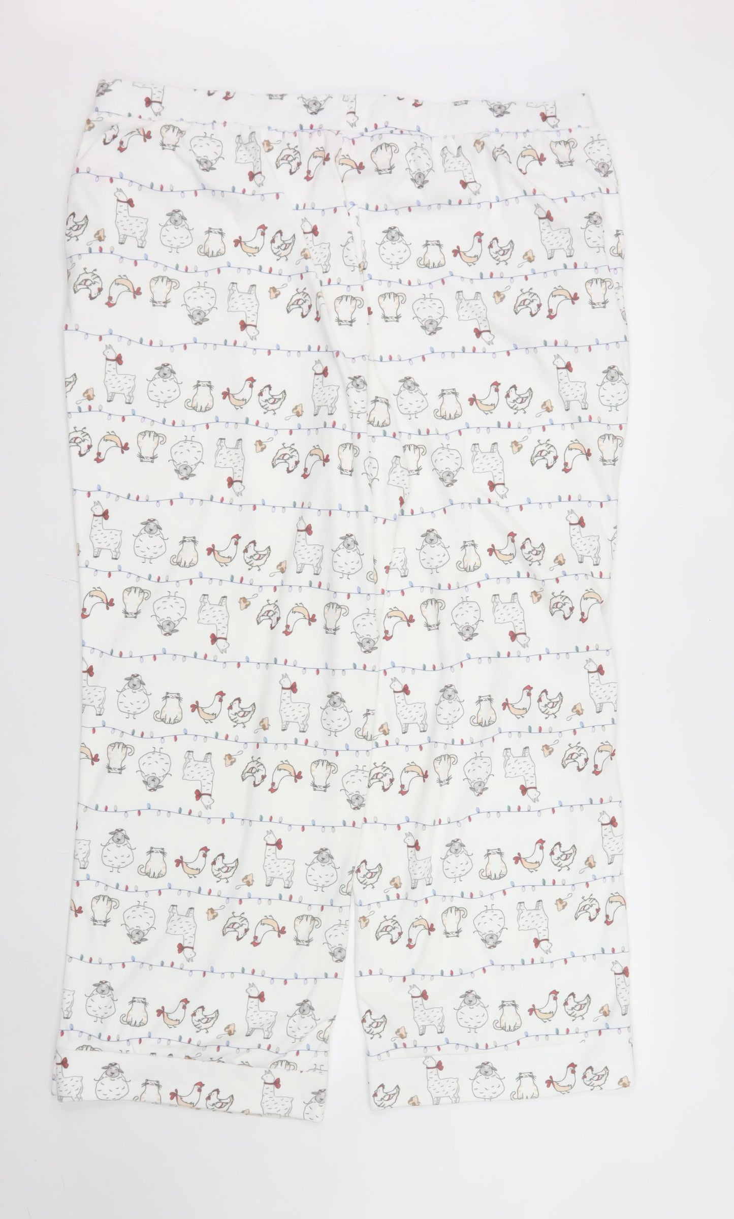 La Vie en Rose Womens White Animal Print Cotton Pyjama Pants 2XL