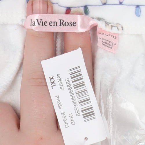 La Vie en Rose Womens White Animal Print Cotton Pyjama Pants 2XL