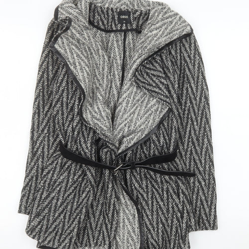 Oasis Womens Grey Herringbone Belted Coatigan Long Sleeve XS