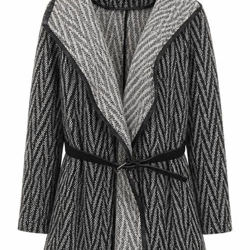 Oasis Womens Grey Herringbone Belted Coatigan Long Sleeve XS
