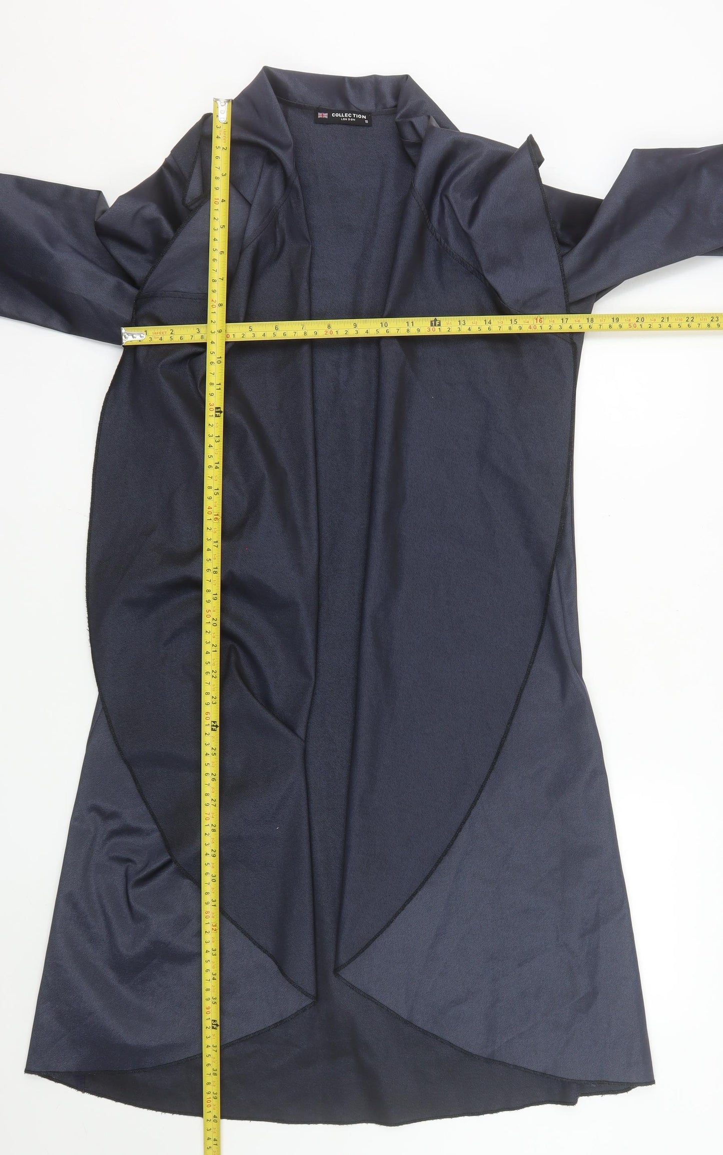 Collection London Women's Blue Long Open Coatigan Size 10