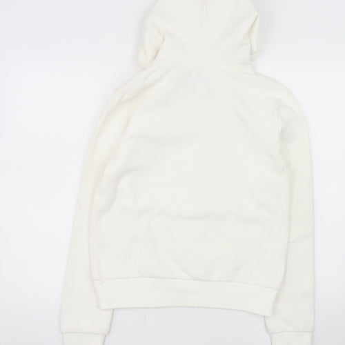 Superdry Womens Ivory Hoodie UK 8 Los Angeles California Glitter Print