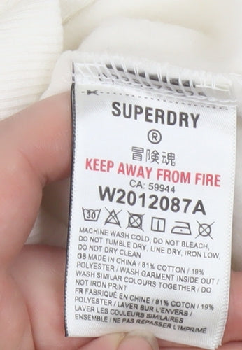 Superdry Womens Ivory Hoodie UK 8 Los Angeles California Glitter Print