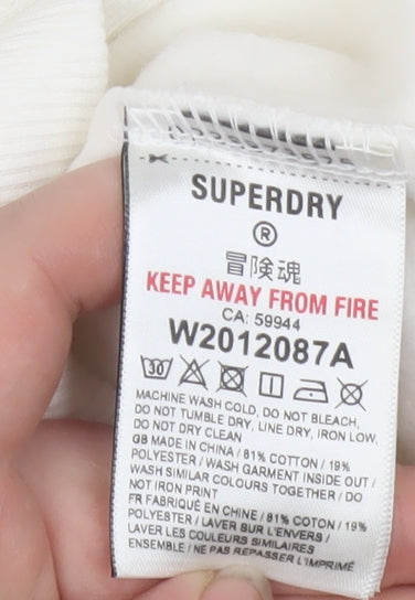 Superdry Womens Ivory Hoodie UK 8 Los Angeles California Glitter Print