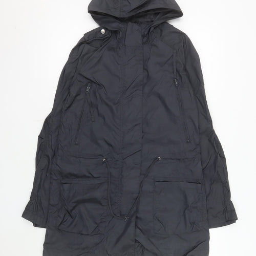 Topshop Women’s Black Hooded Parka Coat Size 8 Long Nylon Jacket