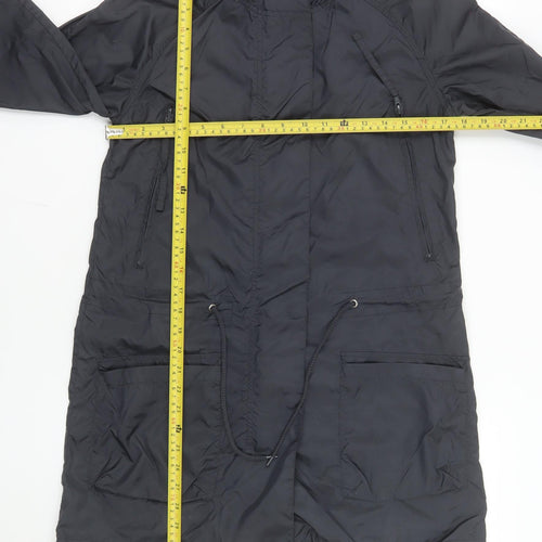 Topshop Women’s Black Hooded Parka Coat Size 8 Long Nylon Jacket