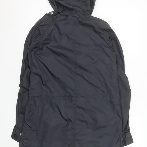 Topshop Women’s Black Hooded Parka Coat Size 8 Long Nylon Jacket