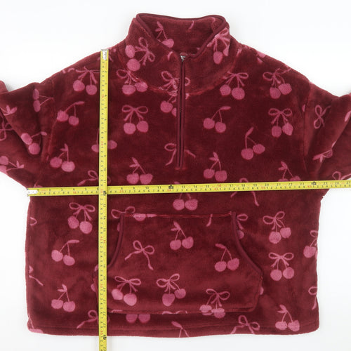 Tu Womens Burgundy Cherry Fleece Sweatshirt Large 1/2 Zip Pullover