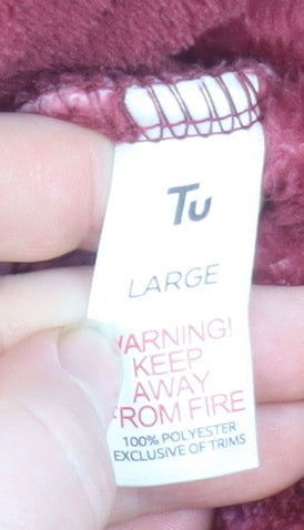 Tu Womens Burgundy Cherry Fleece Sweatshirt Large 1/2 Zip Pullover