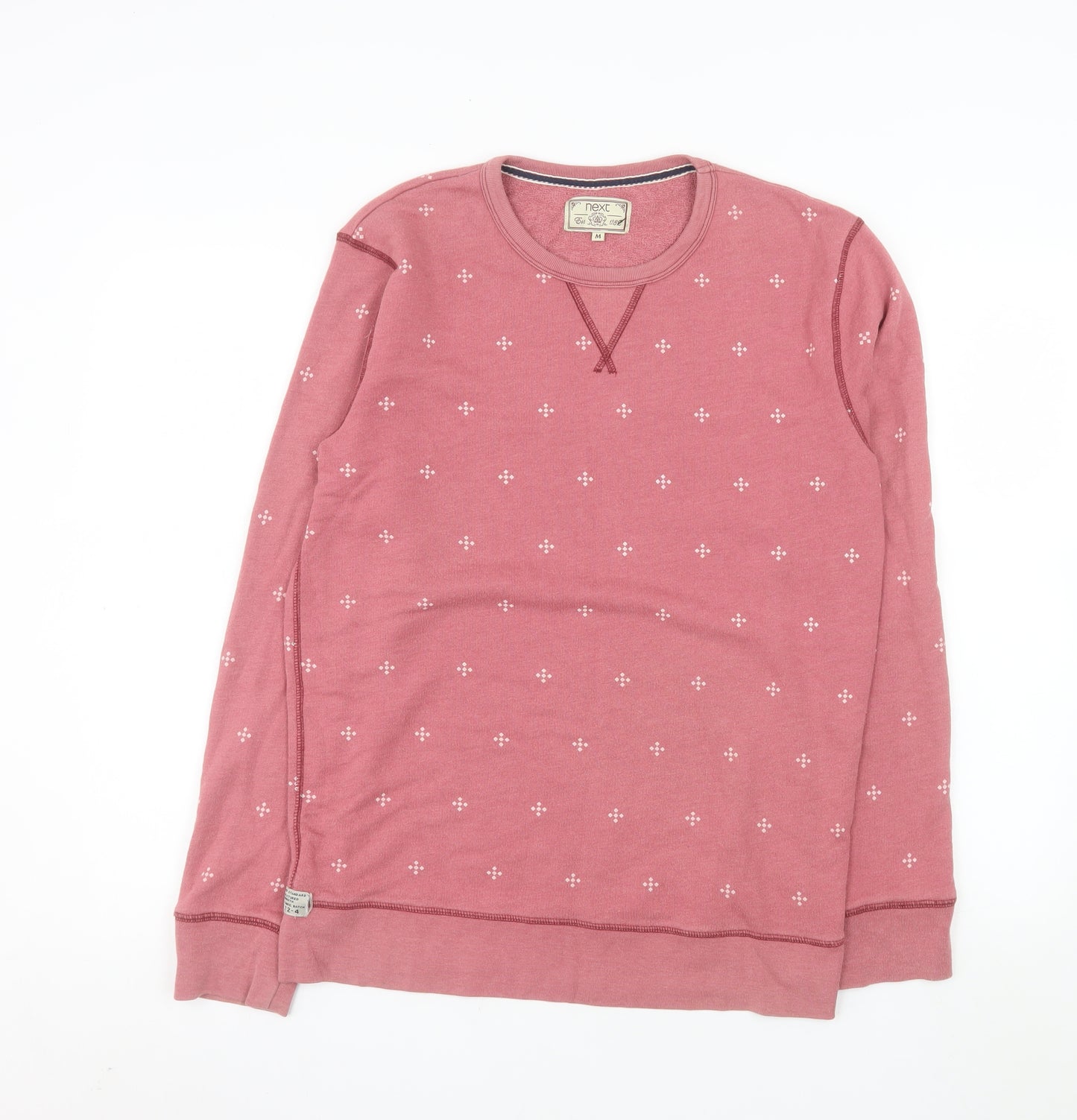 Next Women's Pink Cotton Blend Crew Neck Pullover Sweatshirt Size M