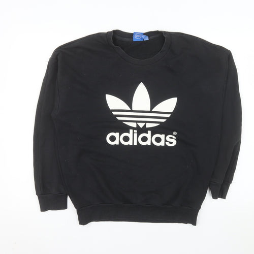 Adidas Womens Black Crew Neck Pullover Sweatshirt Size 10