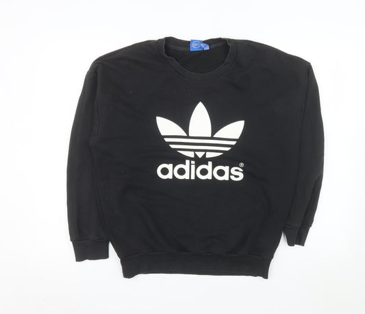 Adidas Womens Black Crew Neck Pullover Sweatshirt Size 10