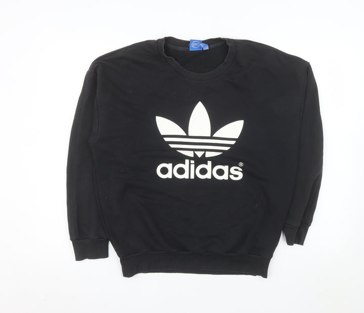 Adidas Womens Black Crew Neck Pullover Sweatshirt Size 10