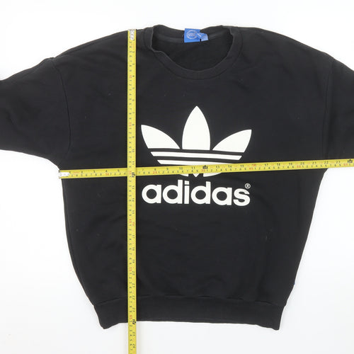 Adidas Womens Black Crew Neck Pullover Sweatshirt Size 10