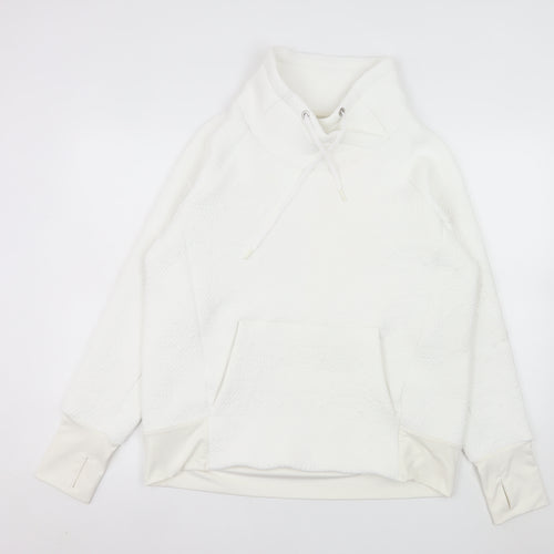 Athleta Womens White Pullover Hoodie Medium Polyester Spandex