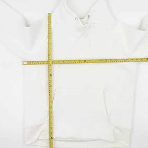 Athleta Womens White Pullover Hoodie Medium Polyester Spandex