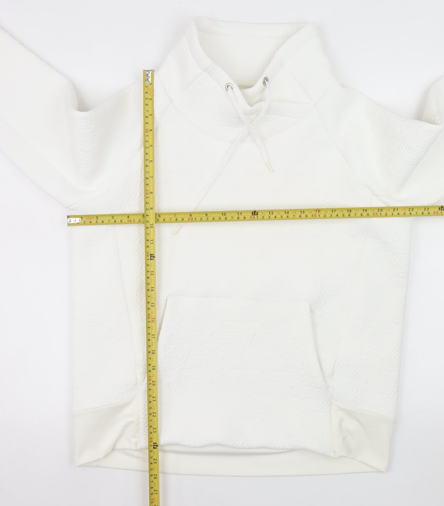 Athleta Womens White Pullover Hoodie Medium Polyester Spandex