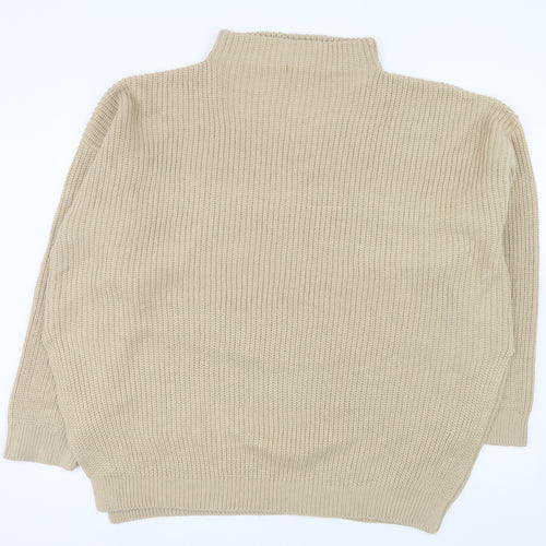 PrettyLittleThing Womens Beige Plus 2XL Chunky Knit Mock Neck Jumper
