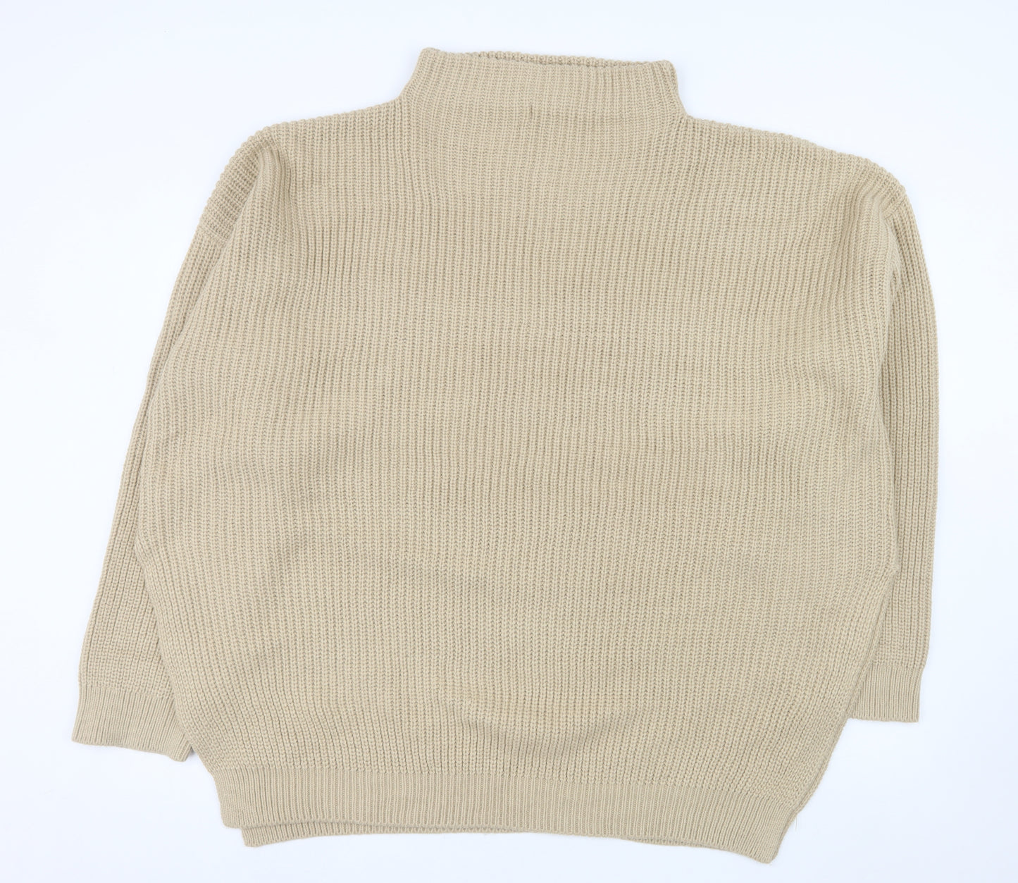 PrettyLittleThing Womens Beige Plus 2XL Chunky Knit Mock Neck Jumper